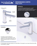 Monomando Corto Para Lavabo Slide" Cromo