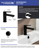 Monomando Corto Para Lavabo "Lucent" Negro Mate