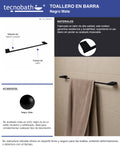 Toallero de Barra "Lucent" Negro Mate