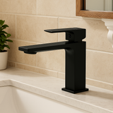 Monomando Corto para Lavabo "Row" Negro Mate