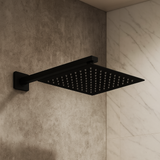 Regadera Cuadrada, Incluye Brazo de 40cm "Row" Negro Mate