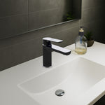 Monomando Corto Para Lavabo "Lucent" Negro / Cromo