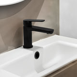 Monomando Corto Para Lavabo "Lucent" Negro Mate