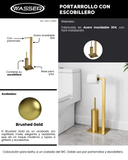 Portarrollo Con Escobillero Base de Piso Brushed Gold - Wasser
