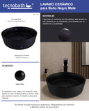 Lavabo Redondo Cerámico Negro Mate