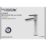Monomando Alto para Lavabo "Lucent" Blanco / Cromo