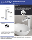 Monomando Alto para Lavabo "Lucent" Blanco / Cromo