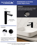 Monomando Alto para Lavabo "Lucent" Negro / Cromo