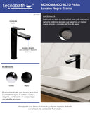Monomando Alto para Lavabo "Lucent" Negro / Cromo