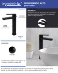 Monomando Alto para Lavabo "Lucent" Negro Mate