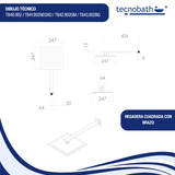 Regadera Cuadrada, Incluye Brazo de 40cm "Row" Cromo