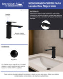 Monomando Corto para Lavabo "Row" Negro Mate