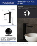 Monomando Alto para Lavabo "Row" Negro Mate