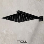 Regadera Cuadrada, Incluye Brazo de 40cm "Row" Negro Mate