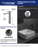 Monomando Alto para Lavabo "Row" Gris Oxford