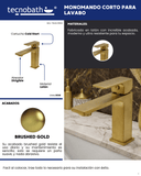 Monomando Corto para Lavabo "Row" Brushed Gold
