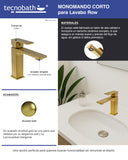 Monomando Corto para Lavabo "Row" Brushed Gold