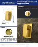 Monomando Empotrable para Regadera "Row" Brushed Gold
