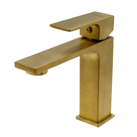 Monomando Corto para Lavabo "Row" Brushed Gold