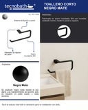 Toallero Corto 40cm Para Lavabo Negro Mate
