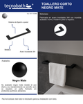 Toallero Corto 40cm Para Lavabo Negro Mate