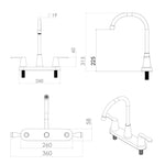 Mezcladoras para Fregadero 8" ABS - Acabado Cromo