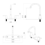 Mezcladoras para Fregadero 8" ABS - Acabado Cromo