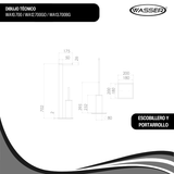 Portarrollo Con Escobillero Base de Piso Gris Oxford - Wasser